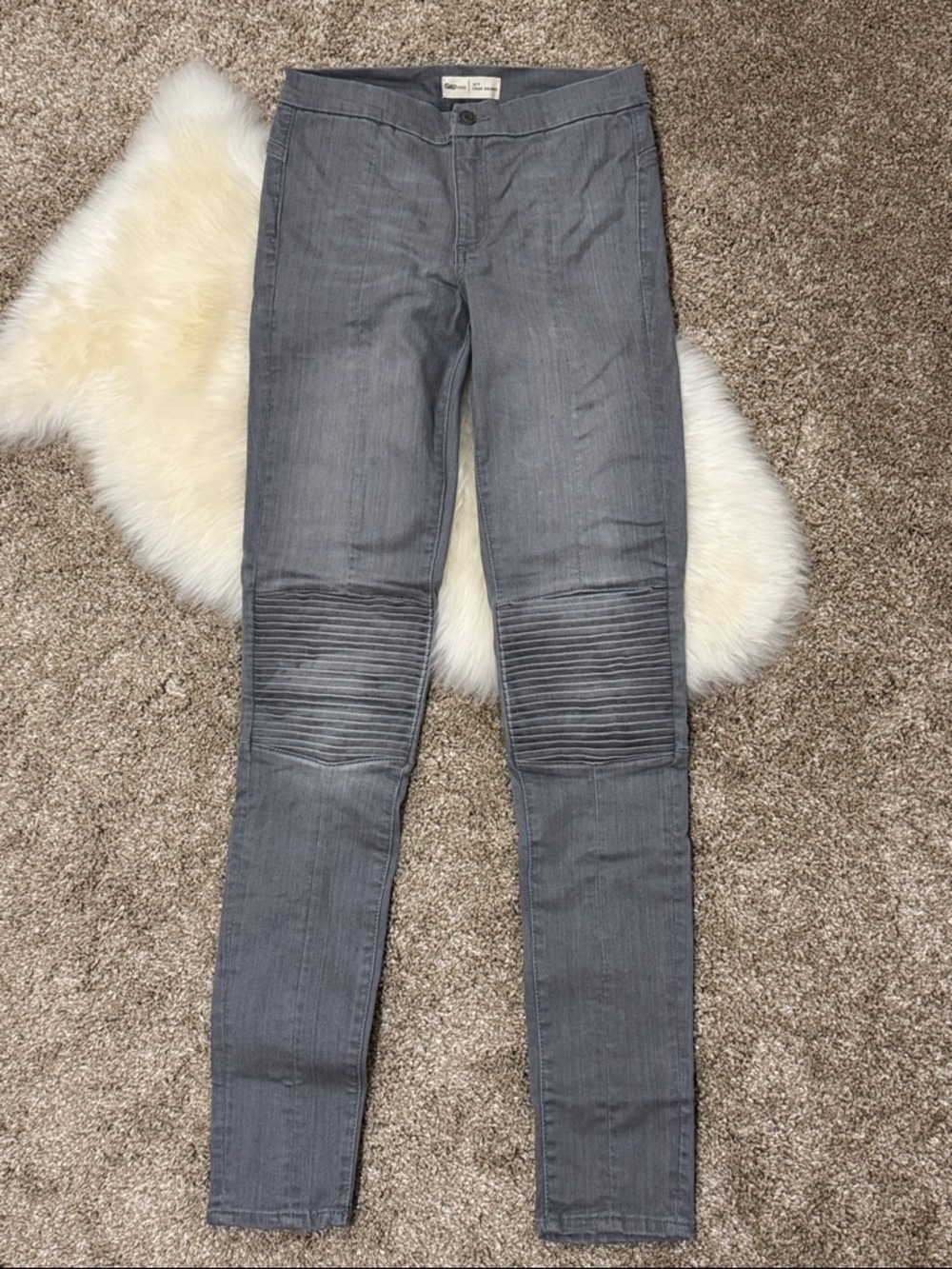 Gap Moto-Style Gray Skinny Jeans Size 27 Tall